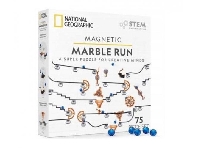 Bandai NATIONAL GEOGRAPHIC Magnetic Marble Run - 75-Piece STEM Building Set