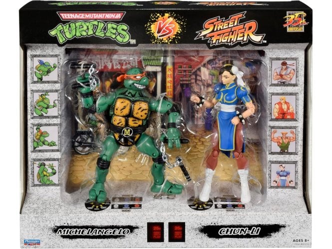 Bandai Teenage Mutant Ninja Turtles Michelangelo Vs Street Fighter Chun-Li Action Figures 6''