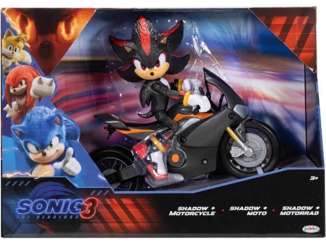 Jakks Sonic 3 MOVIE Sonic the Hedgehog Shadow Figure & Motorcycle 