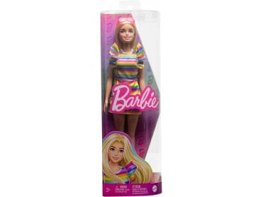 Barbie Fashionistas Doll Blonde with Braces and Rainbow Dress