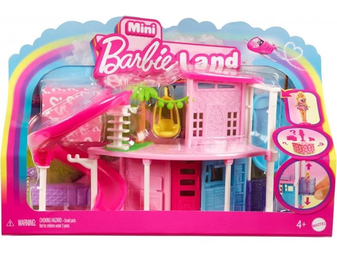 Mattel BarbieLand Mini Dreamhouse with PINK SLIDE & PALM TREE 