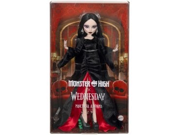 Monster High X Wednesday Collectible Doll, Morticia Addams in Black Velvet Dress