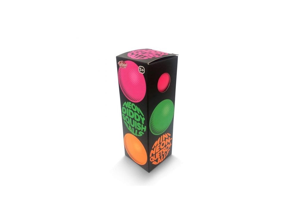 Tobar Neon Diddy Squish Ball Lot de 3 jouets tactiles (lot de 3) Designs et couleurs assortis
