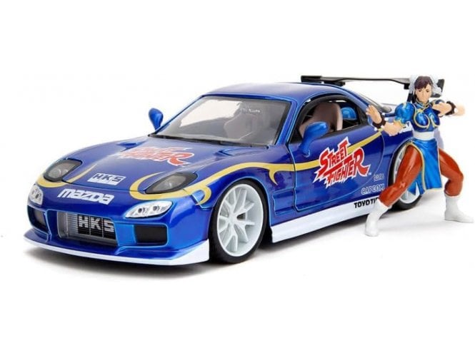 Simba Jada Street Fighter 1993 Mazda RX-7 with Chun-Li Figure Die Cast Car