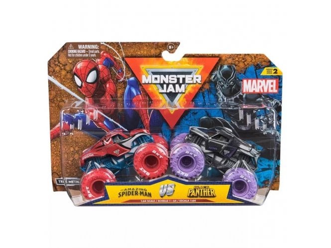 Spin Master Monster Jam Marvel Series 2 Spider-Man vs Black Panther 2pk