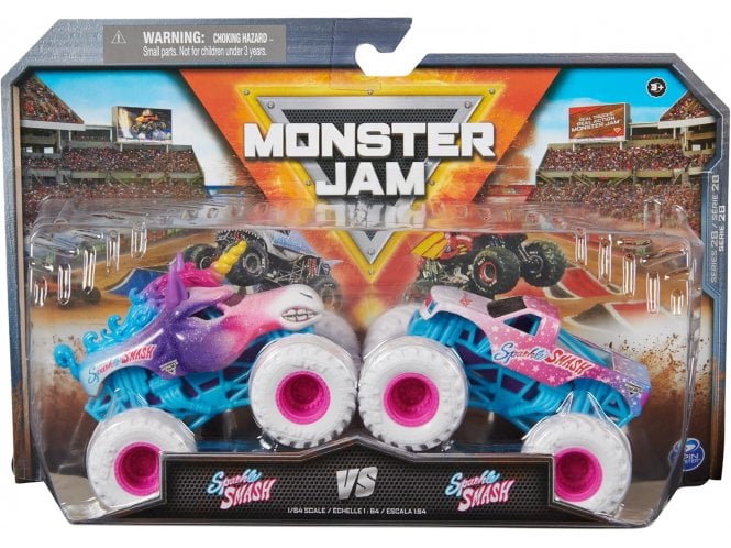 Spin Master Monster Jam, Official Sparkle Smash Vs. Sparkle Smash Die-Cast Monster Trucks, 1:64 Scale