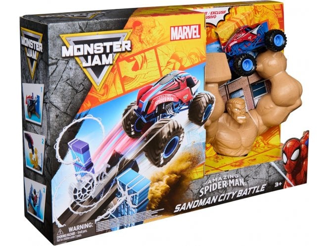 Spin Master Monster Jam Spiderman Sandman City Battle Playset